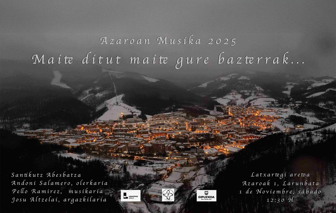 Azaroan Musika. Maite ditut maite gure bazterrak, azaroaren 1ean, 12:30ean Latxartegi Aretoan