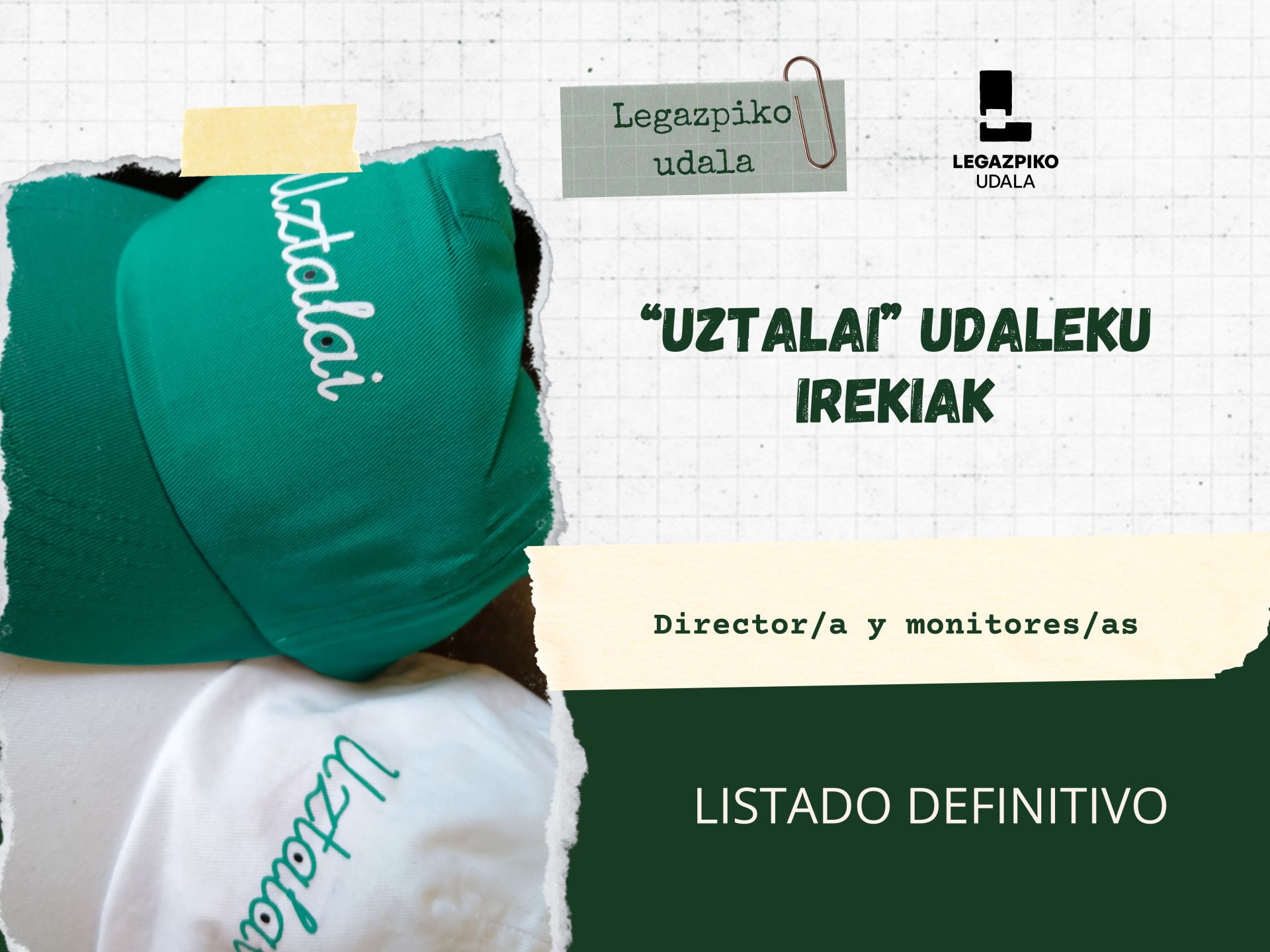 Uztalai udaleku irekiak. Lista definitiva de monitores/as