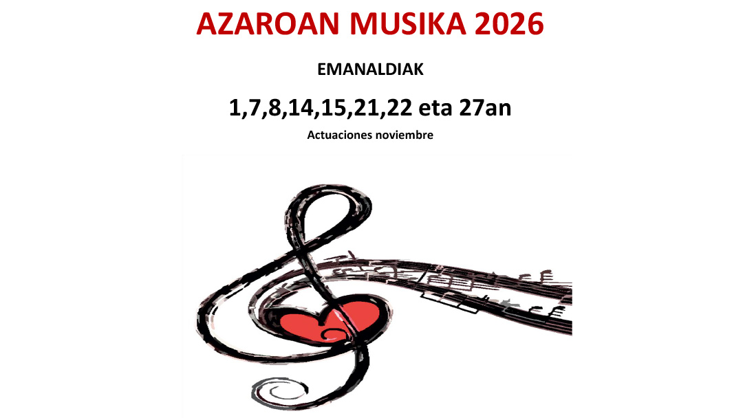 Hamabi proposamen kultural baino gehiagok osatzen dute aurtengo 'Azaroan Musika' zikloa