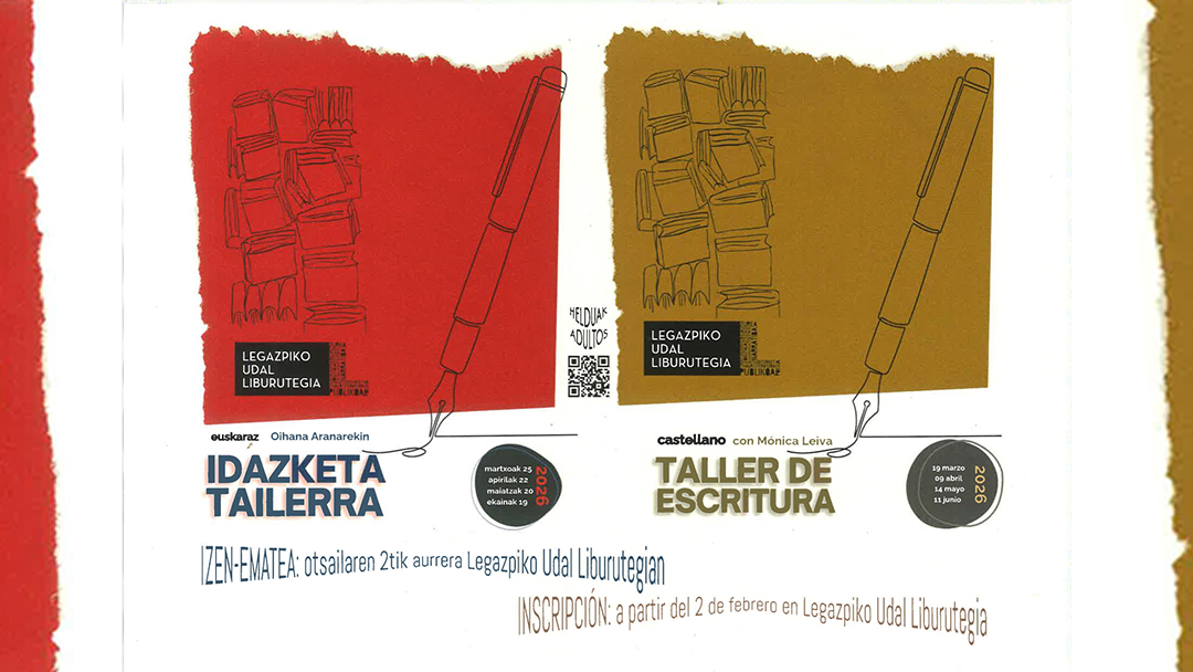 Próximamente se pondrán en marcha dos talleres de escritura creativa en la Biblioteca Pública de Legazpi. Inscripciones a partir del 2 de febrero
