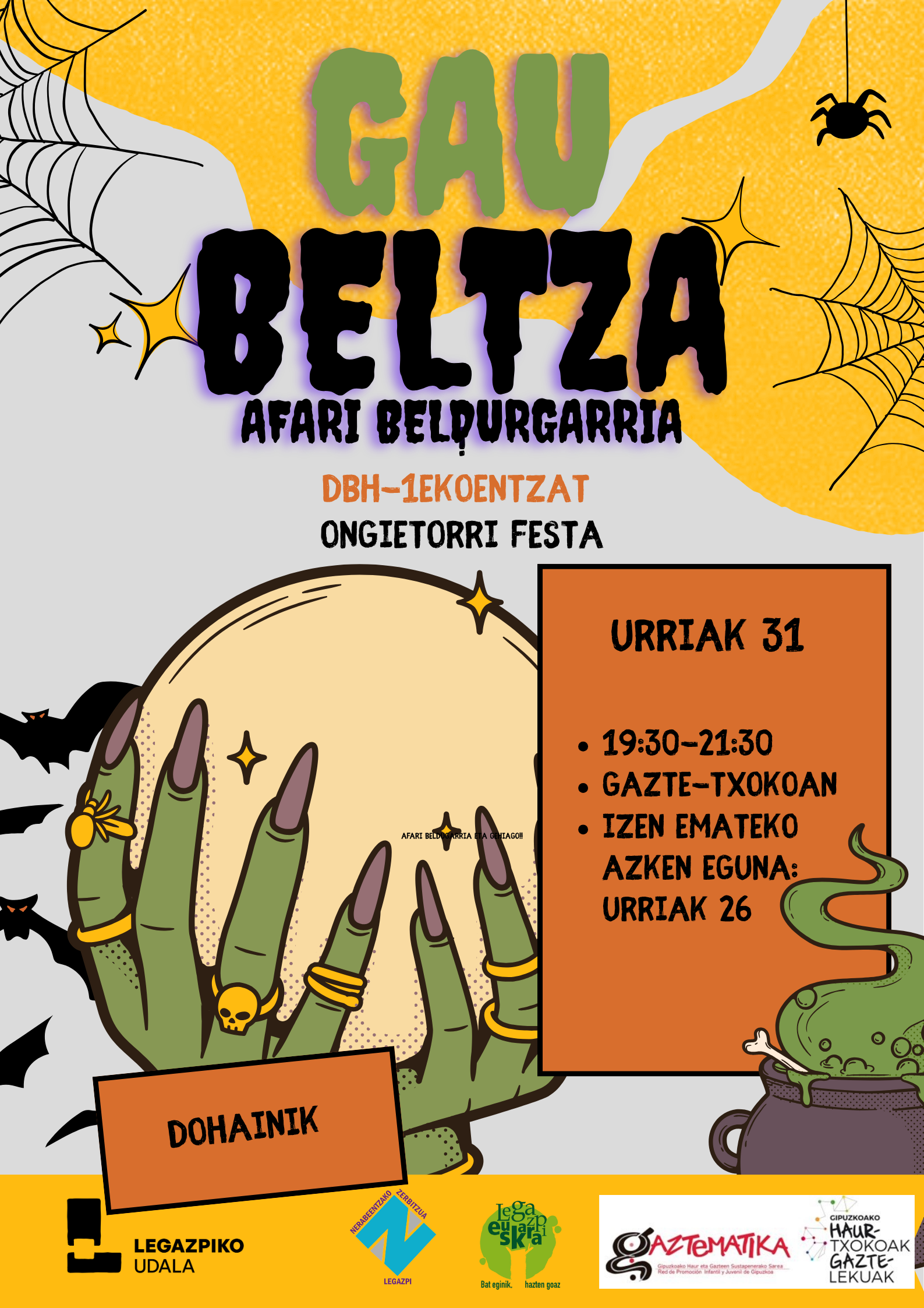 Gau beltza en el Servicio para Adolescentes, el 31 de octubre