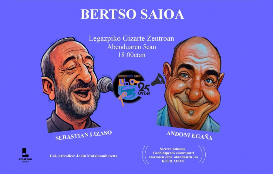 Andoni Egaña y Sebastian Lizaso en el Centro Social, el 5 de diciembre a las 18:00 horas