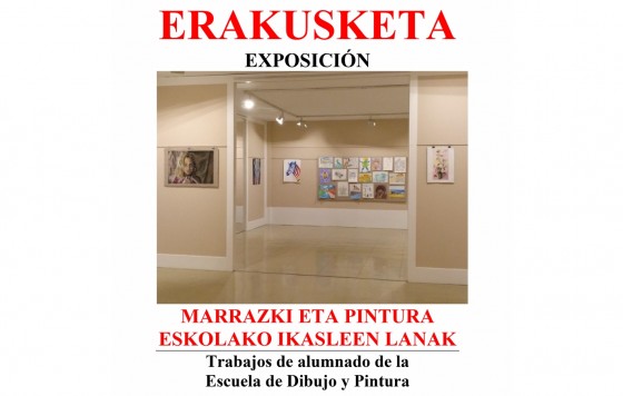 Exposición de alumnado de la escuela de Dibujo y Pintura en Kultur Etxea
