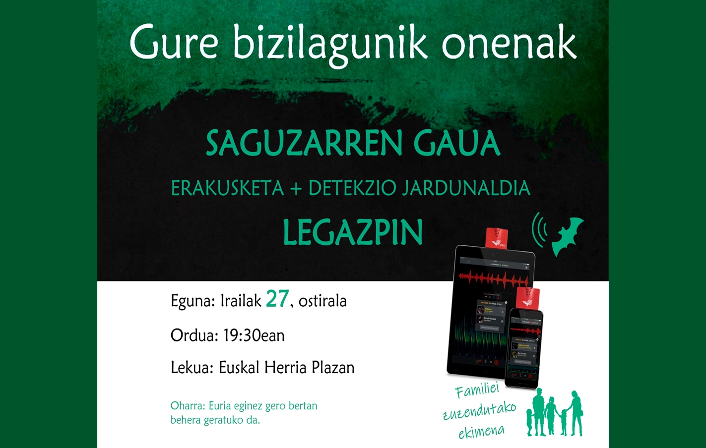 Celebraremos la noche de los murciélagos en Legazpi
