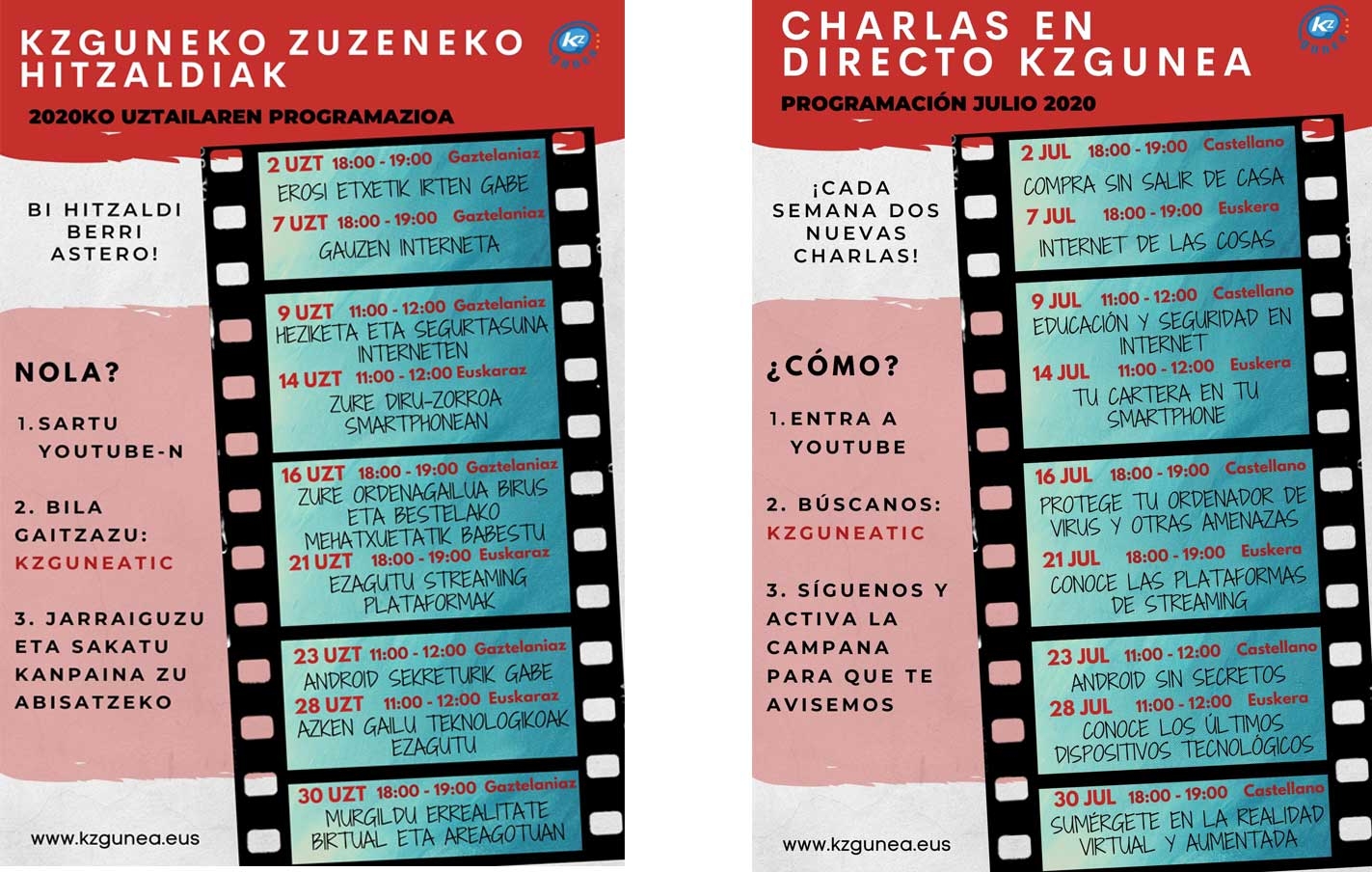 charlas en directo del Kzgunea también en Julio.