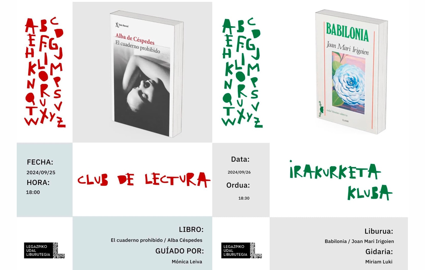 Las sesiones de los clubs de lectura de septiembre