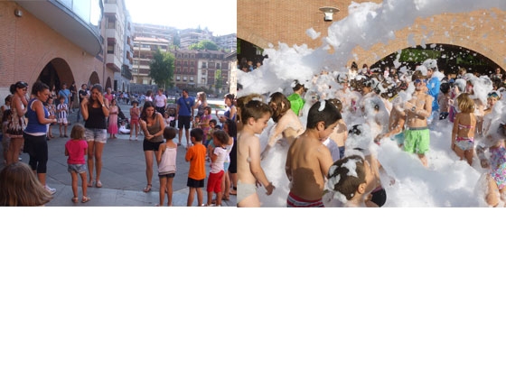 Juegos infantiles y fiesta de la espuma
