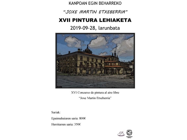 El 28 de septiembre se hará el XVII Concurso de Pintura de calle “Joxe Martin Etxeberria”
