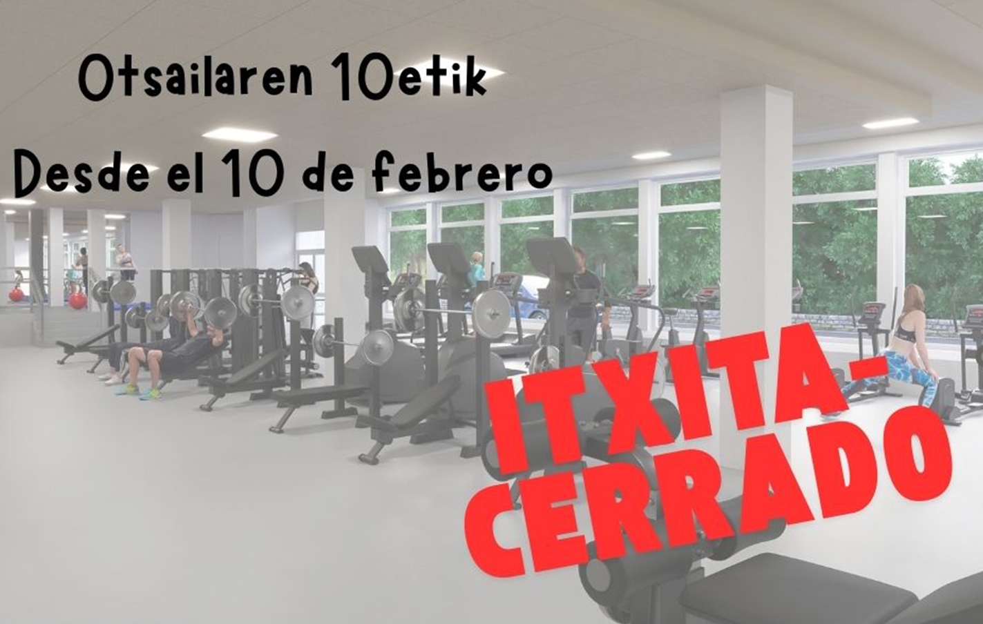 Cierre de la sala fitness del polideportivo Bikuña el 10 de febrero