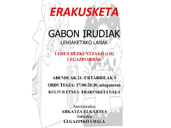 Exposición de dibujo "Gabon irudiak" en Kultur Etxea, durante las navidades