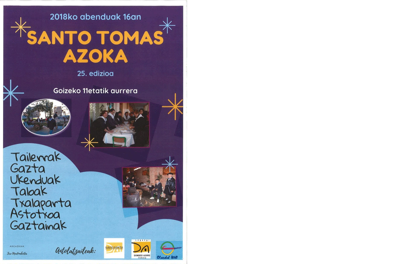 Feria de Santo Tomas el domingo de la mano de Domingo Agirre Ikastetxea y Olazabal Institutua.