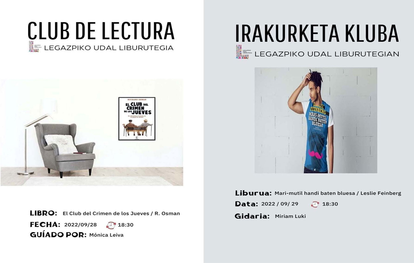 Las sesiones de los clubs de lectura de septiembre