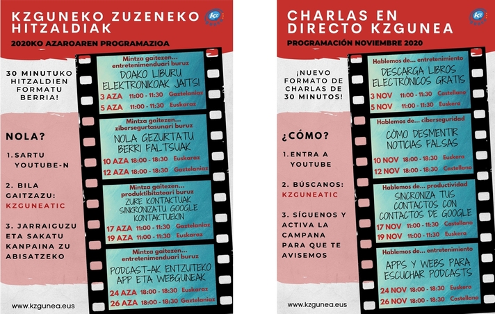En noviembre KZgunea continuará con “nuestras charlas en directo”