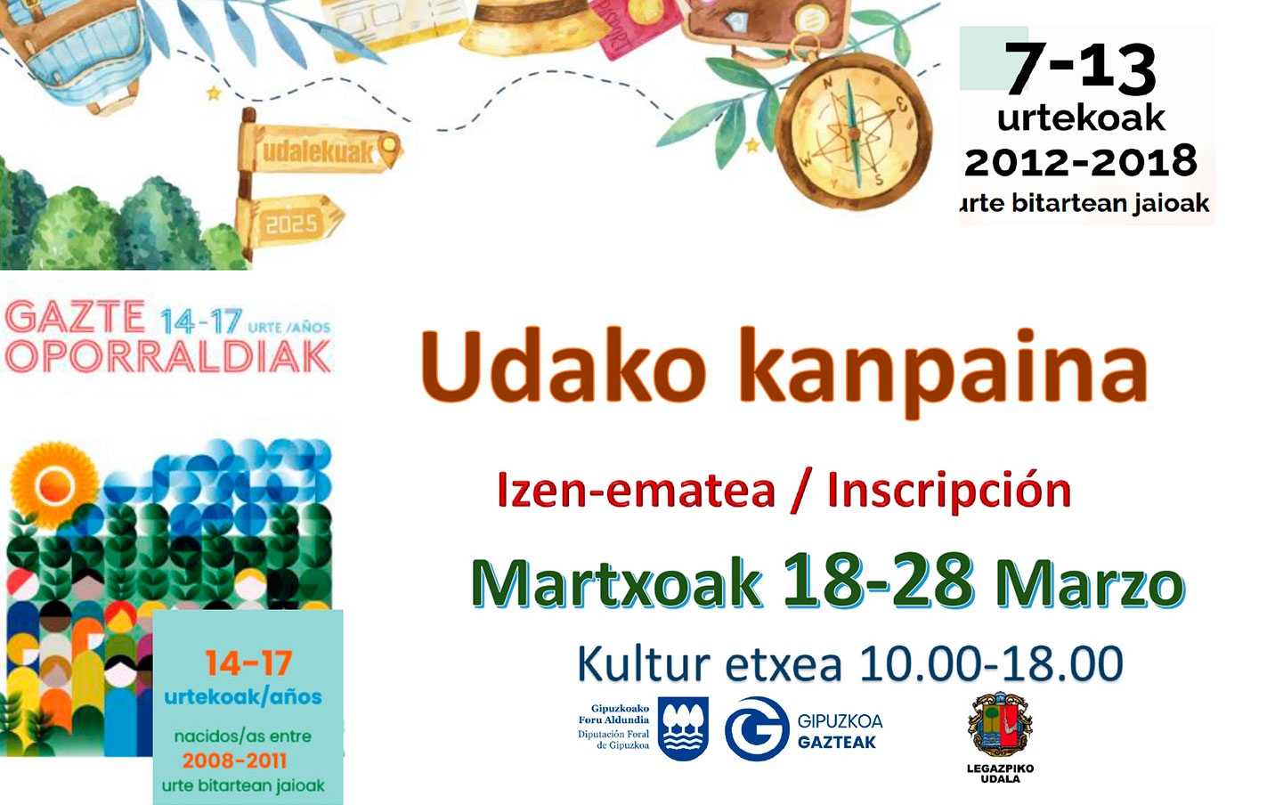 Programas de verano de Diputación: Colonias y Gazte oporraldiak. Inscripciones hasta el 28 de marzo, en la recepción de Kultur etxea