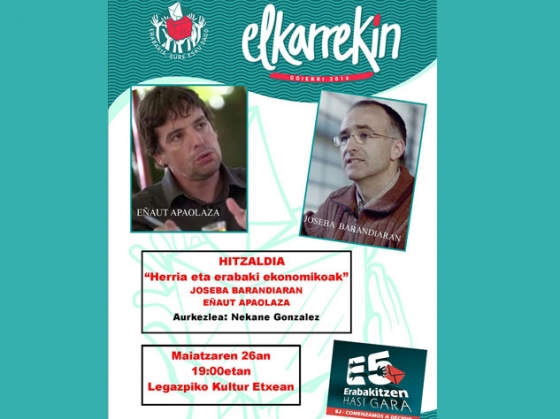 Mesa redonda “Herria eta erabaki ekonomikoak” el 26 de mayo en Kultur Etxea