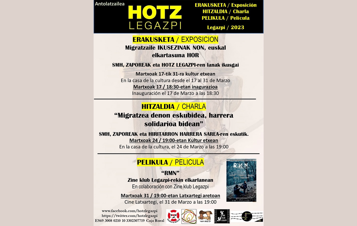 Exposición “Migratzaile IKUSEZINAK NON Euskal elkartasuna HOR“ en Kultur Etxea de Legazpi