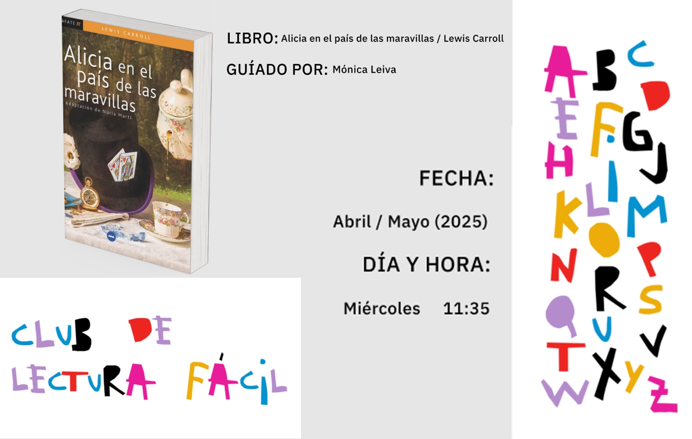 Sesiones del Club de Lectura Fácil en la Biblioteca Municipal el 7,14,21 y 28 de mayo a las 11:35 horas