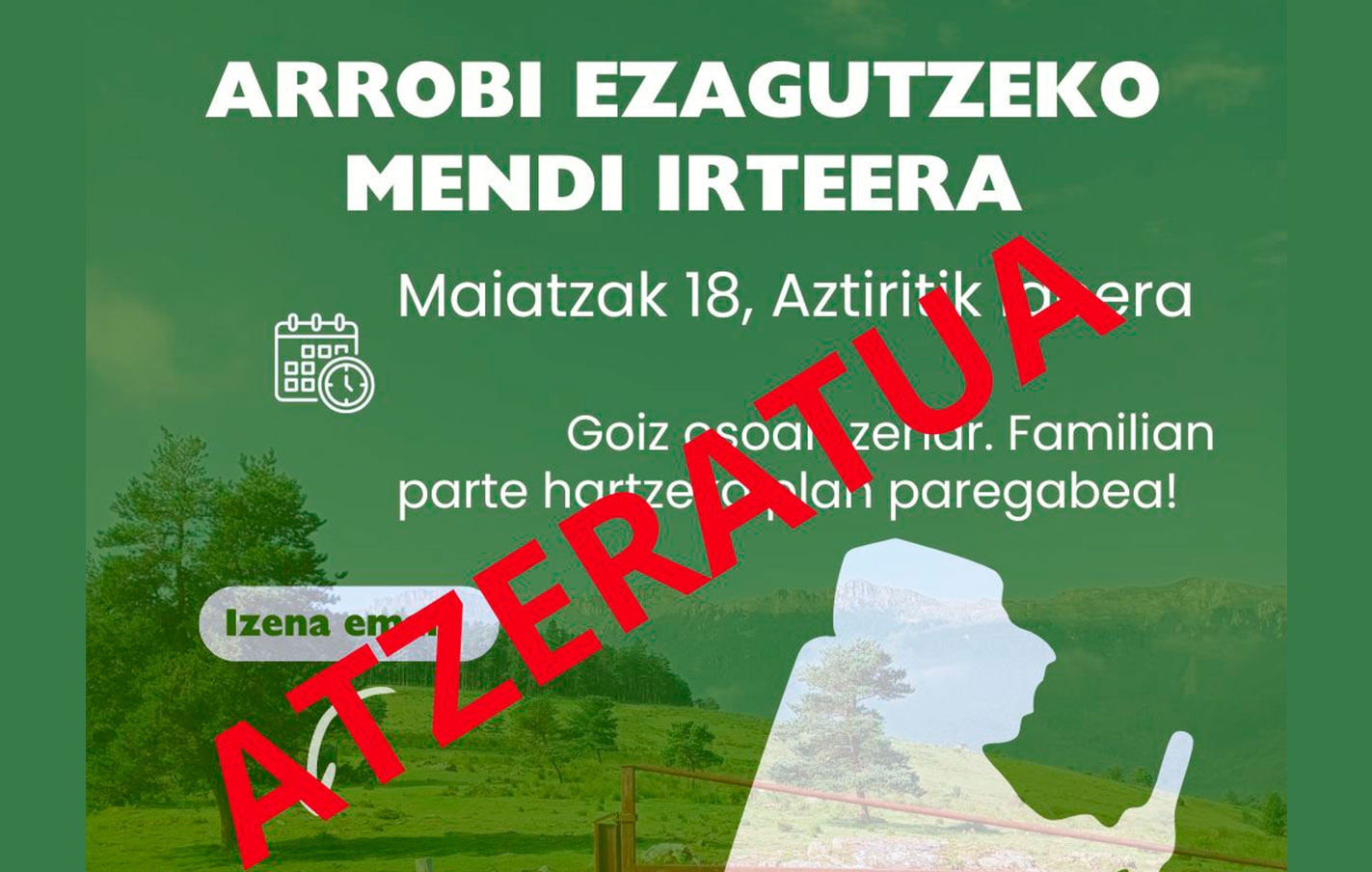 La salida montañera a Arrobi se retrasa al 25 de mayo