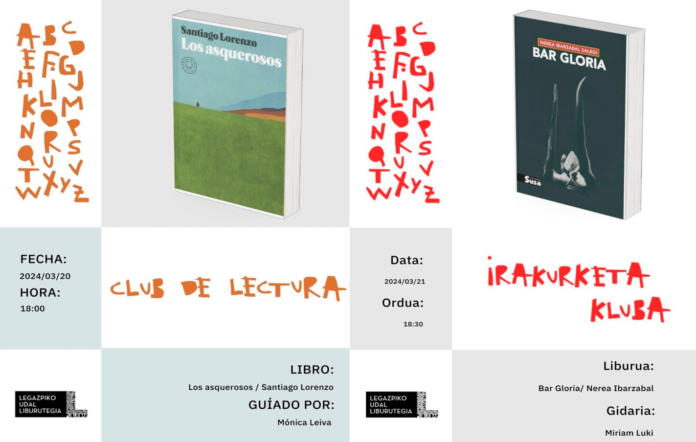 Sesiones de los clubs de lectura en marzo