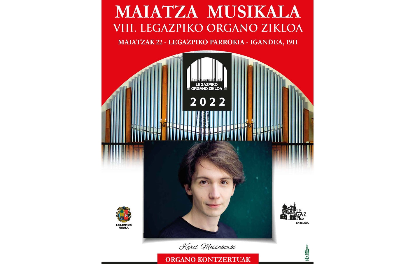 Ciclo de música de órgano en la parroquia de Legazpi-2º Concierto: Karol Mosakowski