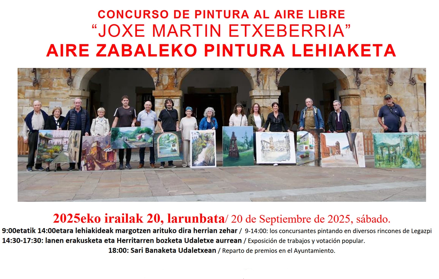 Concurso de Pintura al aire libre “Joxe Martin Etxeberria”, el sábado 20 de septiembre