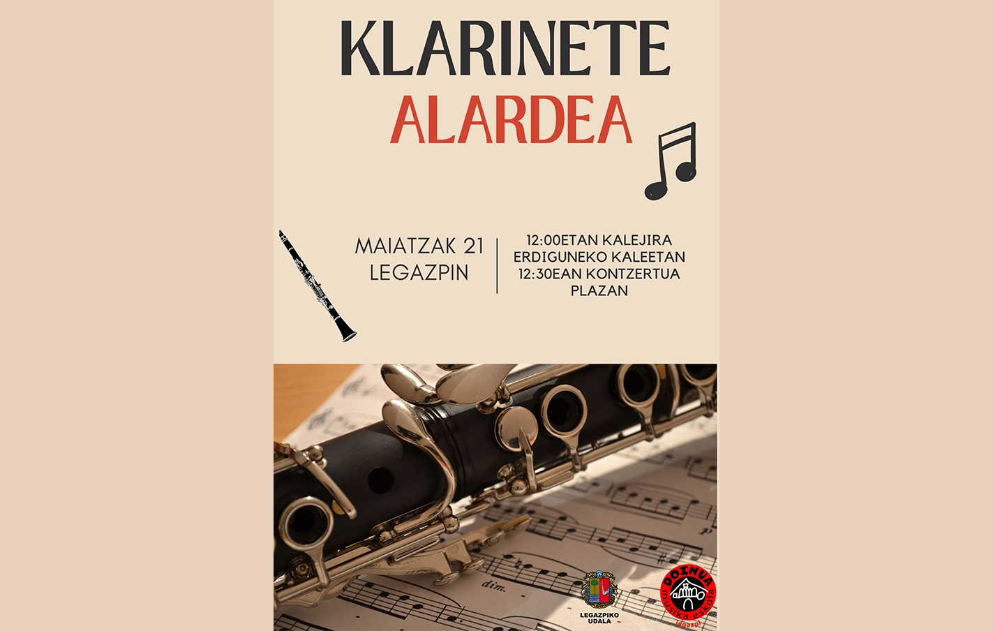 El próximo domingo, Alarde de Clarinete en Legazpi