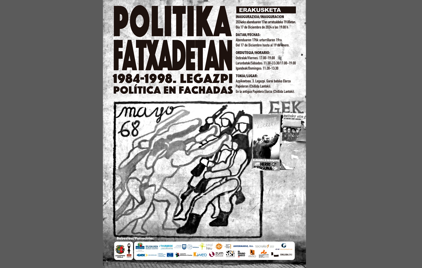 Exposición “Política en fachadas 1984-1998. Legazpi” en Chillida Lantoki