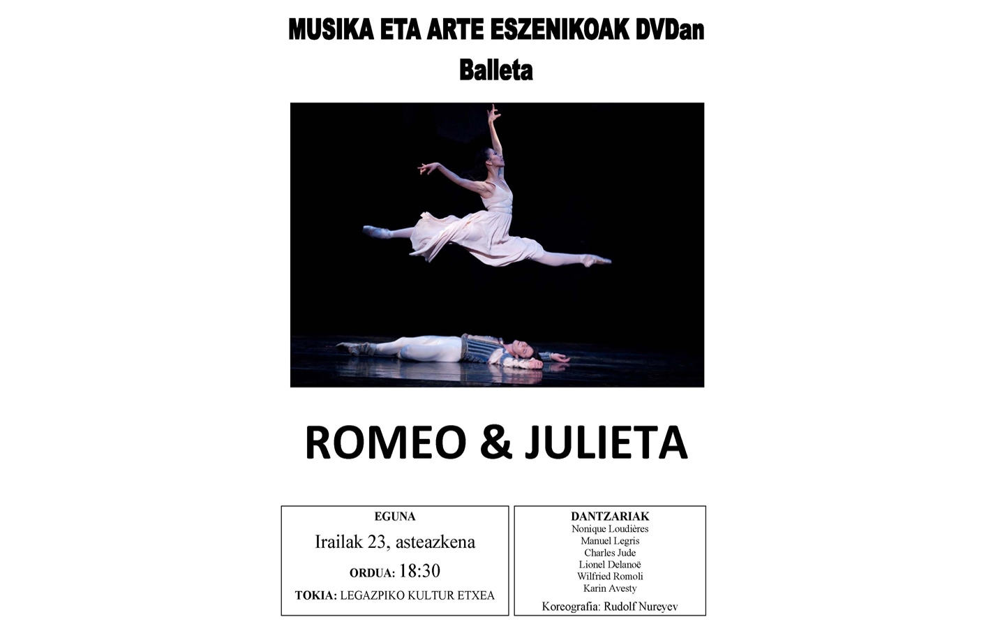 Ballet “Romeo y Julieta” en el programa Música y artes escénicas en DVD.