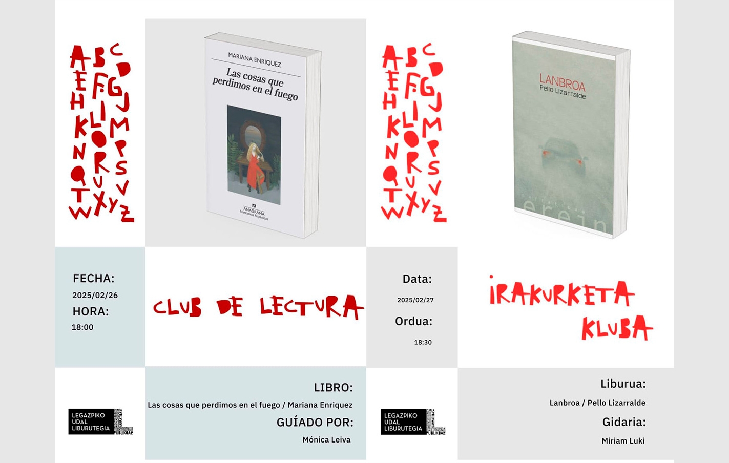 Sesiones de los clubs de lectura en febrero