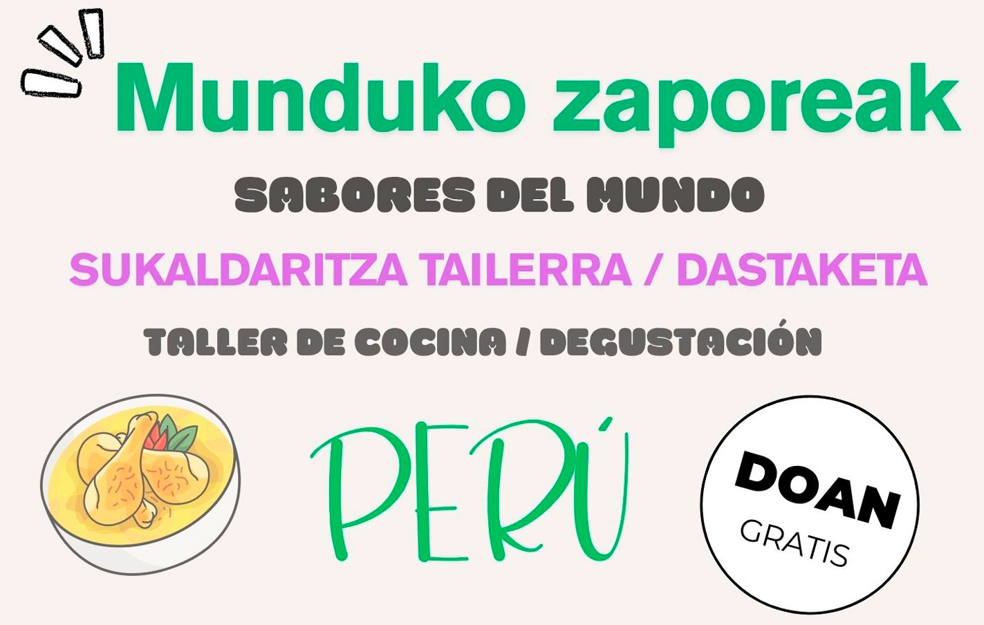 Legazpi acogerá un taller de cocina peruana el 12 de julio como antesala a su Día Intercultural