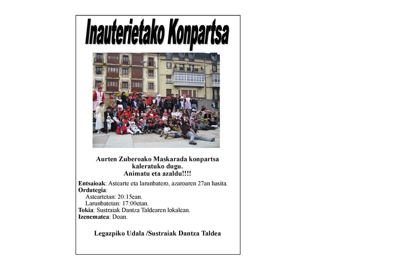 Comparsa del Domingo de Carnaval: Zuberoako Maskarada.