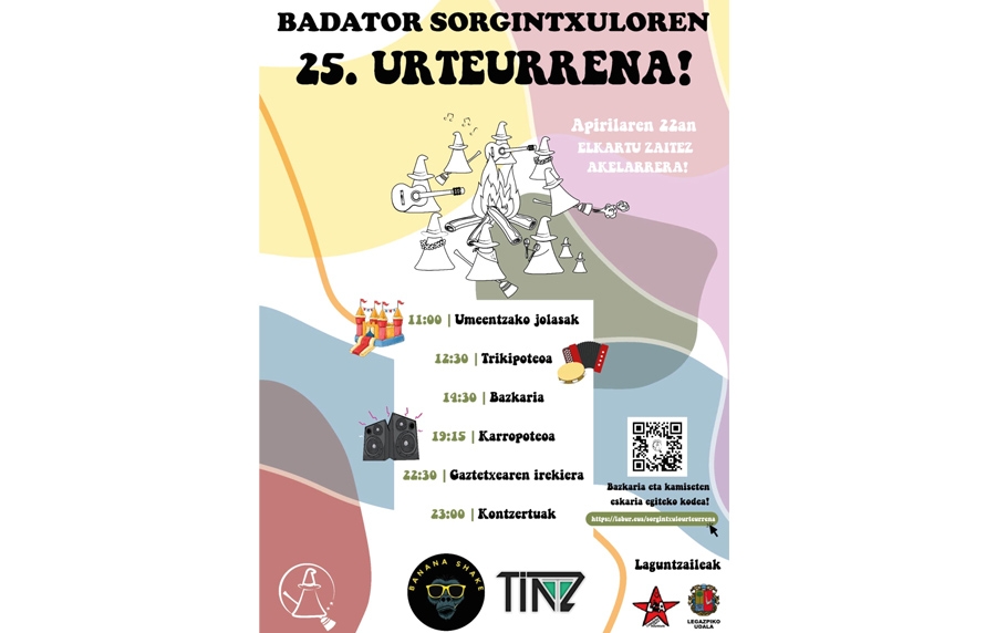 El 22 de abril, actividades para conmemorar el 25 aniversario del grupo Sorgintxulo