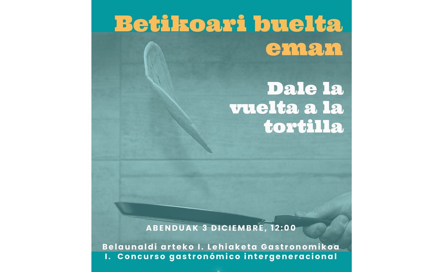 1er Concurso de Cocina Intergeneracional el 3 de diciembre