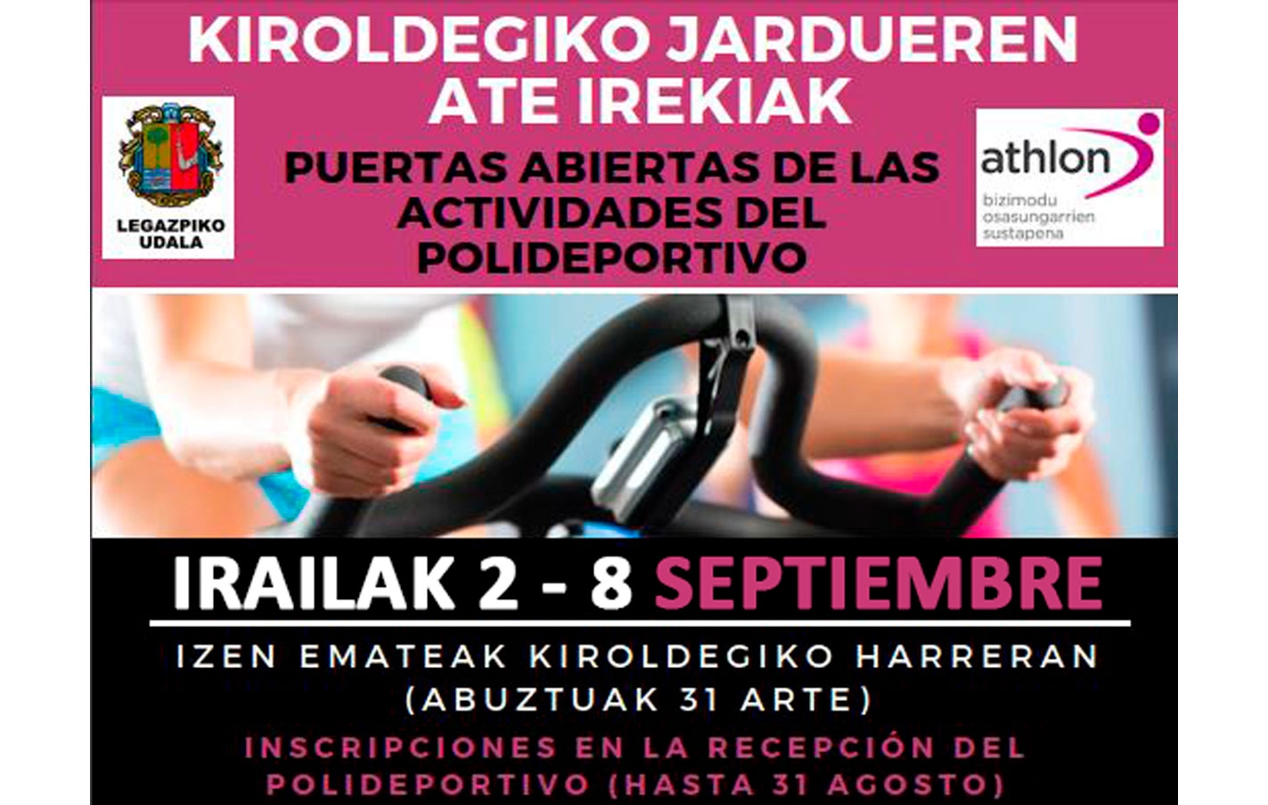El nuevo curso del Polideportivo Bikuña comenzará el 1 de septiembre