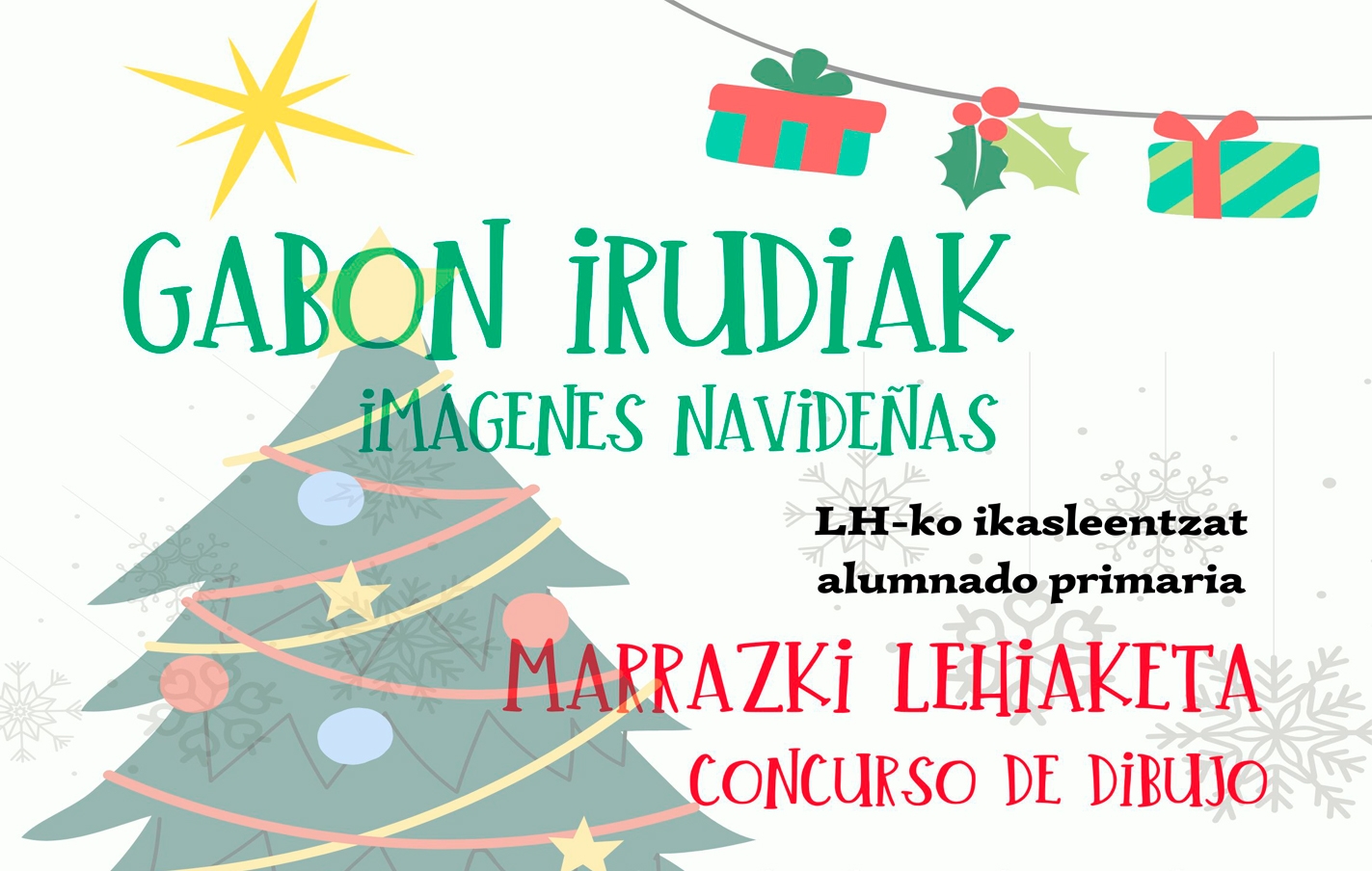 El concurso de dibujo Gabon Irudiak el 14 de diciembre en Kultur Etxea. Dirigido a escolares legazpiarras de educación primaria