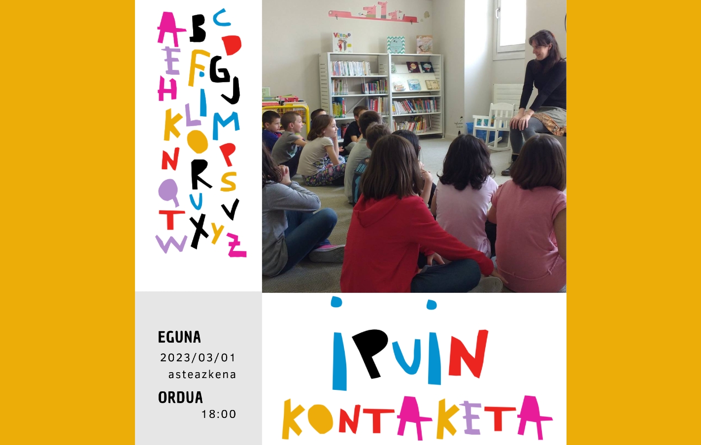 Sesión de cuenta cuentos en la Biblioteca municipal, el 1 de marzo
