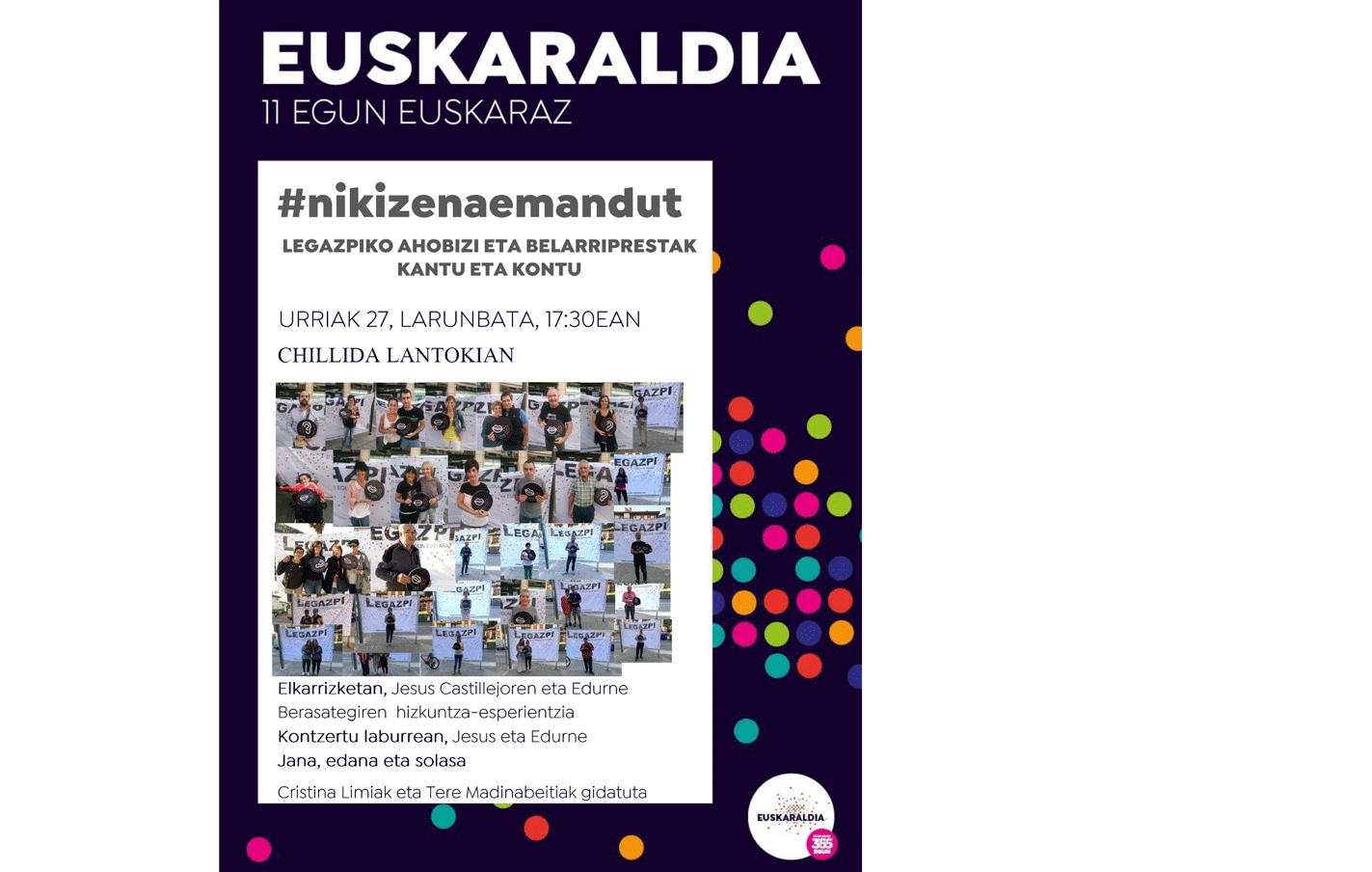 Euskaraldia: calendario de la mesa de inscripciones.