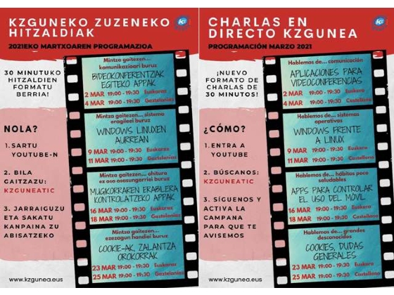 Charlas en directo del Kzgunea en marzo