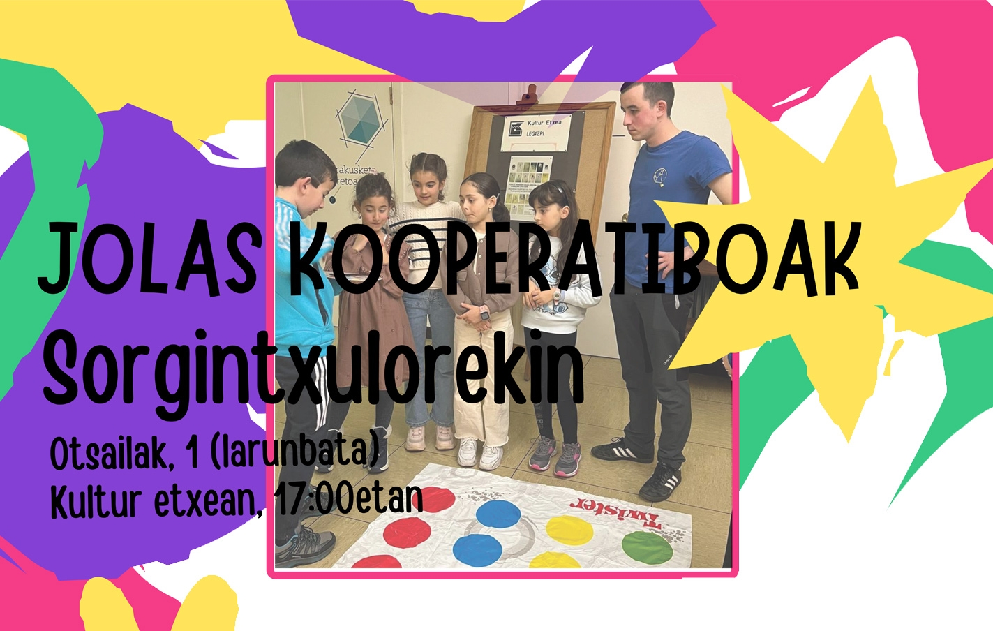 Juegos Cooperativos con Sorgintxulo, el próximo sábado, 1 de febrero, en Kultur Etxea