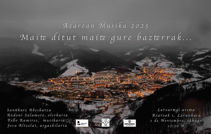 Azaroan Musika. Maite ditut maite gure bazterrak, azaroaren 1ean, 12:30ean Latxartegi Aretoan