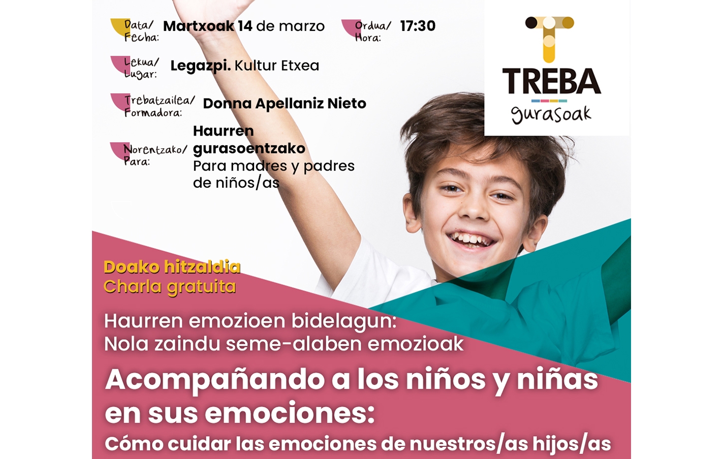 Charla para madres/padres: Cómo cuidar las emociones de nuestras-os hijas-os