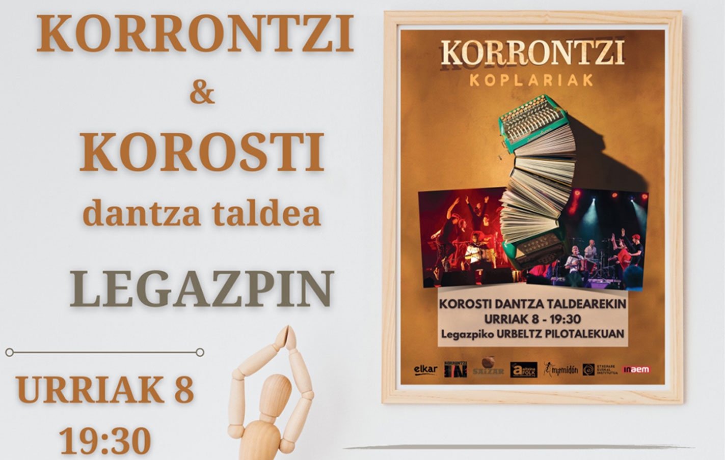 KORRONTZI + KOROSTI dantza taldea el 8 de octubre en Legazpi