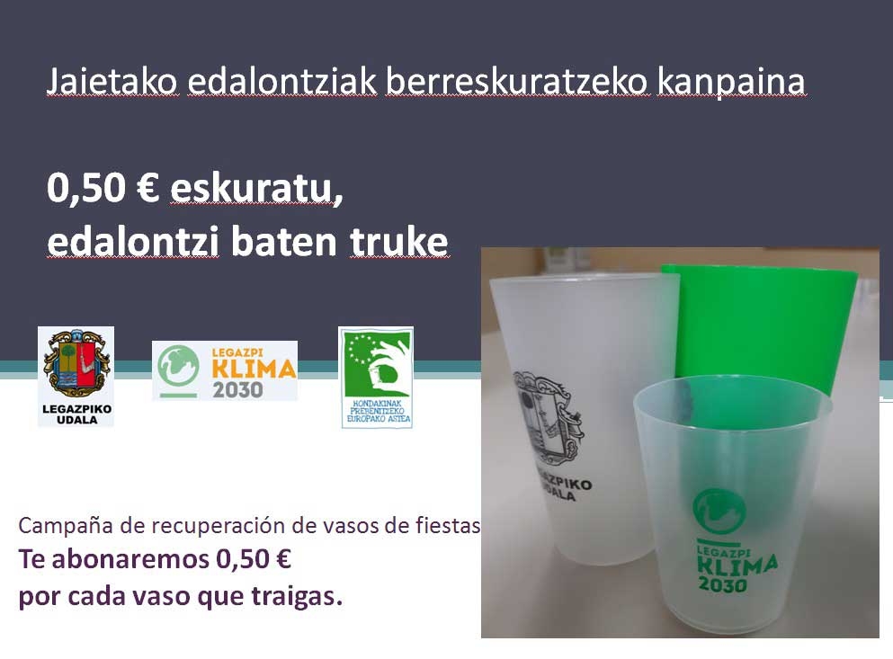 Campaña de recuperación de vasos de fiestas.