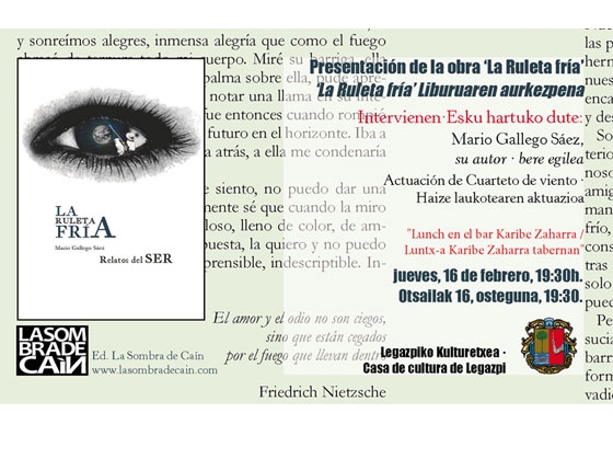 Presentación de la obra “La ruleta fría. Relatos del Ser”