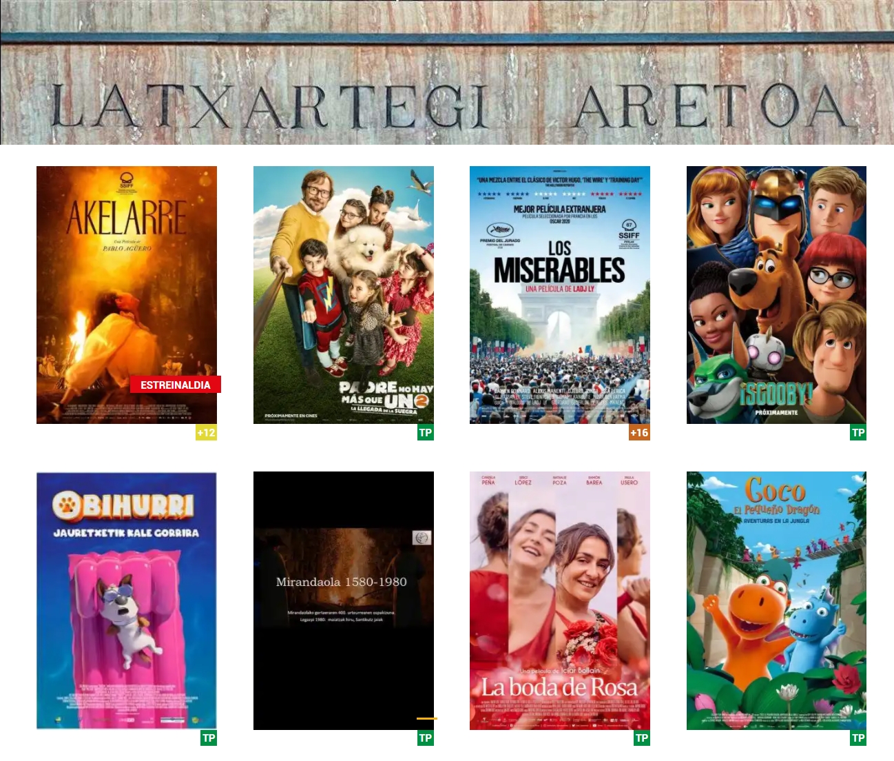 Disponible la web de la sección de cine de Latxartegi Aretoa