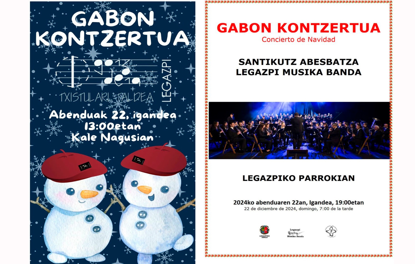 Conciertos de Navidad el 22 de diciembre, domingo