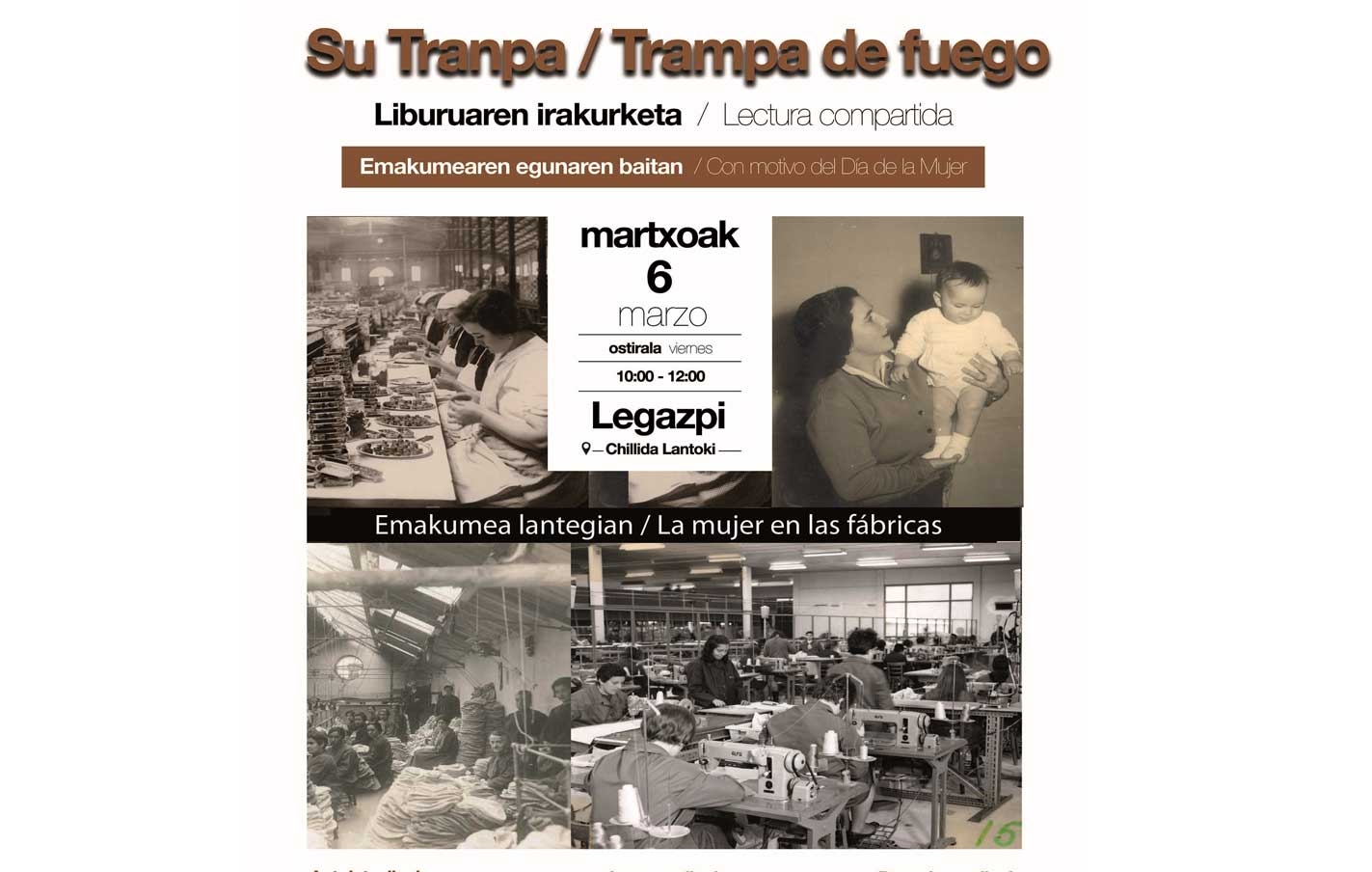 Lectura continuada de un libro en el Chillida Lantoki de Legazpi: en el Día Internacional de la Mujer.