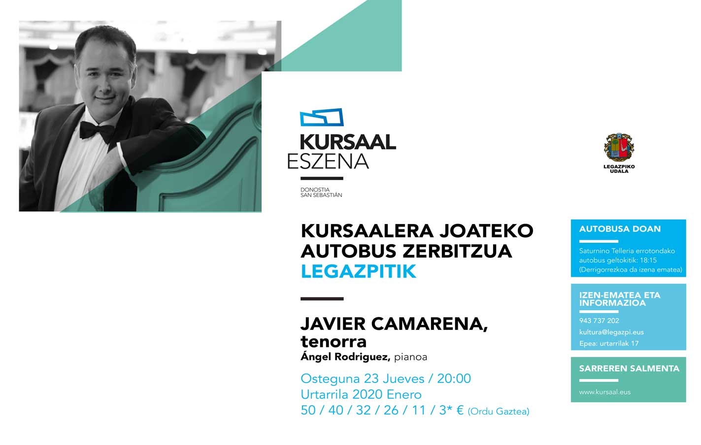 Kursaal Eskura: Javier Camarena (tenor) y Angel Rodriguez (piano).