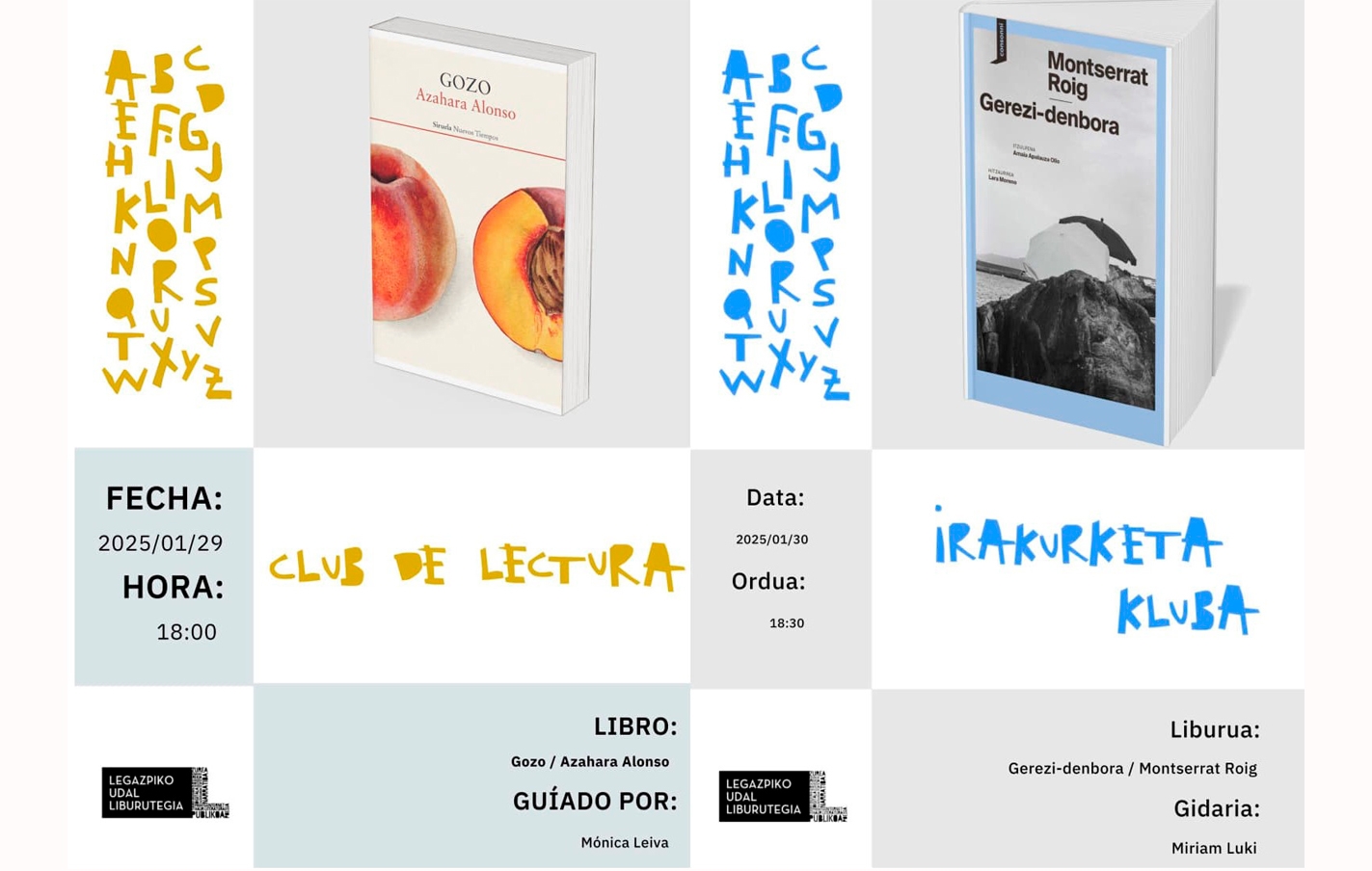Sesiones de los clubs de lectura en enero