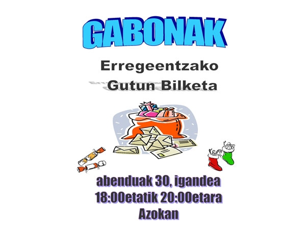 Recogida de cartas para los Reyes Magos el 30 de diciembre, domingo, en la Azoka
